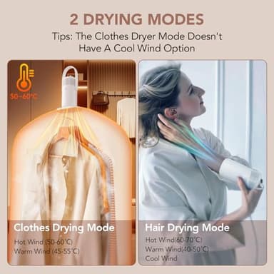 High-Speed Portable Clothes Dryer, Portable Dryer for Apartment, Travel, RV - Premium Mini 1000w Dryer Machine for Light Clothes, Underwear with Dry Bag, Hook, Perfect for Travelers, Housewarming - Image 5