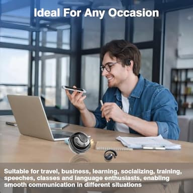 Translation Earbuds Real Time, Ai Translator Earbuds Bluetooth Wireless - Supports 144+ Languages, Over-Ear AI Headphones for iOS and Android, Ideal for Travel and Business (Black) - Image 3