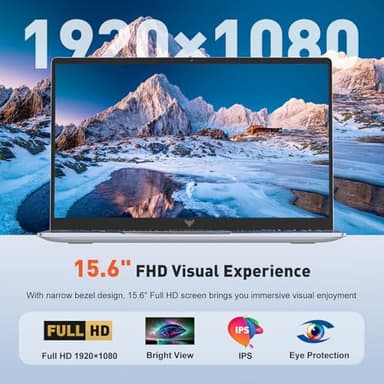 KAIGERR Laptop, 2025 Laptop with Intel Quad-Core Processor(Up to 3.6GHz), 16GB DDR4 512GB SSD Laptop Computer, Windows 11 Laptop, 15.6" IPS 1080P, Metal Shell, USB3.2, Long Battery Life - Image 3