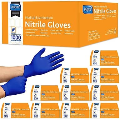 Inspire Nitrile Gloves Medical Examination | The Original Quality Stretch Cobalt Blue | 4.5 Grade Disposable Latex Free Doctors,EMT, Food Service, Cleaning, Janitorial, Household, Hospitals and More - Image 1