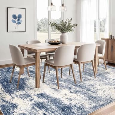 5x7 Area Rugs for Living Room: Washable Modern Abstract Rug Soft Non Slip Rug Indoor Low Pile Carpet for Bedroom Dining Room Home - Blue - Image 6