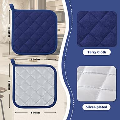 Pot Holders Clearance for Kitchen Heat Resistant Potholder, Hot Pads, Trivet for Cooking and Baking (5, Dark Blue) - Image 2