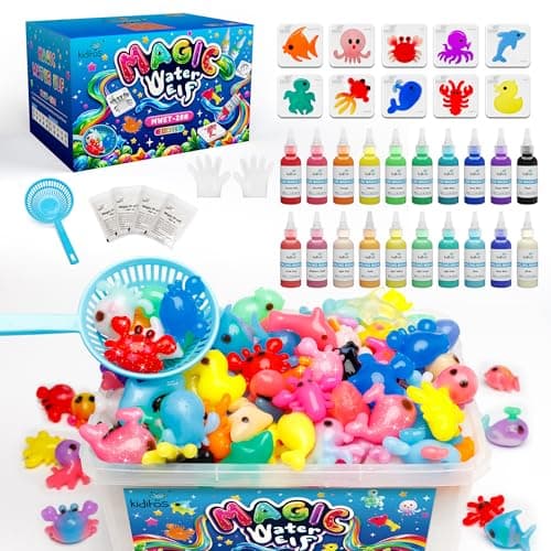 Kiditos Magic Water Elf Toy Kit–Squishies for Kids, 20 Gels & 10 Molds, Magic Gel Water Pets Sensory Toy, Fun DIY Craft Kit,Party Favors, Birthday & Christmas Gifts for Kids Ages 3+ - Image 1