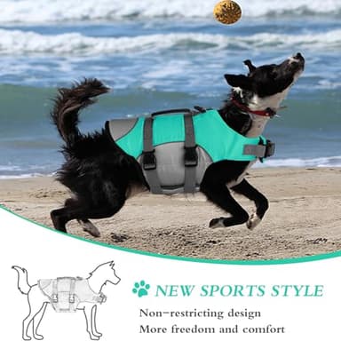 Dogcheer Dog Life Jacket, Reflective Dog Life Vest for Swimming Boating, Adjustable Puppy Swim Vest Ripstop Pet PFD Floating Preserver Small Medium Large Dogs - Pine-Green Gray XS - Image 2