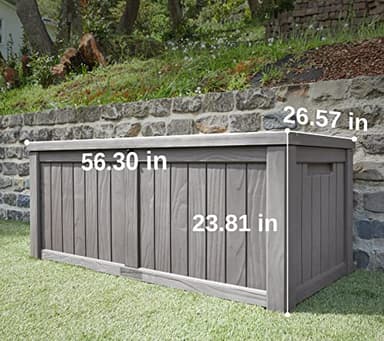 EAST OAK Outdoor Storage Box, 120 Gallon Deck Box with Stainless Steel Rods Large Resin Storage Bin for Patio Cushions, Garden Tools, Waterproof and UV Resistant, Lockable, Grey - Image 2