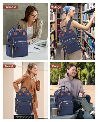 LOVEVOOK Laptop Backpack for Women & Men, Unisex Travel Anti-theft Work College Bag, Business Computer Backpacks Purse, Casual Hiking Daypack with Lock, Fits 15.6 Inch Laptop, Dark Blue - Image 8