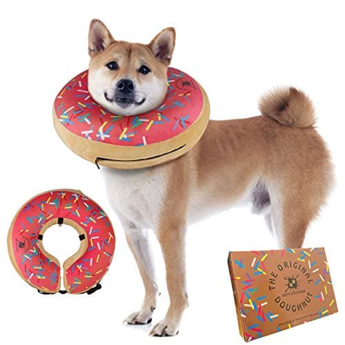 Dog Donut Collar | Alternative to Traditional or Soft Dog Cones | Inflatable Post-Surgery Cone for Medium Dogs (Pink) - Image 1
