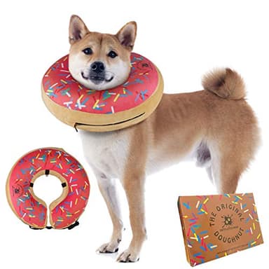Dog Donut Collar | Alternative to Traditional or Soft Dog Cones | Inflatable Post-Surgery Cone for Medium Dogs (Pink) - Image 1