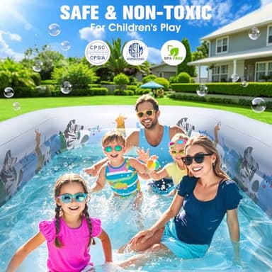 Large Inflatable Swimming Pool for Kids and Adults,Thickened Adult Pool for Backyard with Seat and Backrest, Kids Outdoor Blow up Pools,118"X75"X22"Inflatable Pools for Summer (Sky Blue) - Image 6