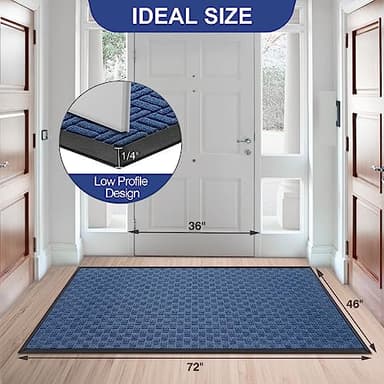 Mibao Front Door Mat, Heavy Duty Durable Welcome Mat for Outdoor Indoor, Dirt Trapper Waterproof Super Absorbent Door Mat for Entryway Outside Patio Porch, 73" x 46", Blue - Image 2
