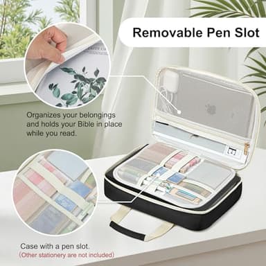 CASIRENA Bible Covers for Women - Extra Large Size Bible Carrying Case, Church Bible Bag with Padded Handle, Adjustable Shoulder Strap, Zippered Pockets, Perfect Gifts for Church Religious - Image 4