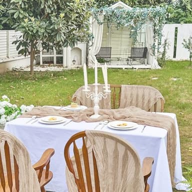 IVAPUPU 10 Pcs Cheesecloth Table Runner - 10ft Nude Boho Gauze Cheese Cloth Table Runners for Baby Shower Decoration Wedding Party Summer Garden Farmhouse - Image 6