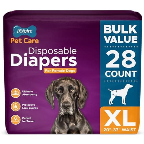 Inspire Pet Care Dog Diapers Female Dogs | Bulk Value Doggie Incontinence, Accidents, for Heat, Pee or Period and Housebreaking (X-Large (28 Count)) - Image 1