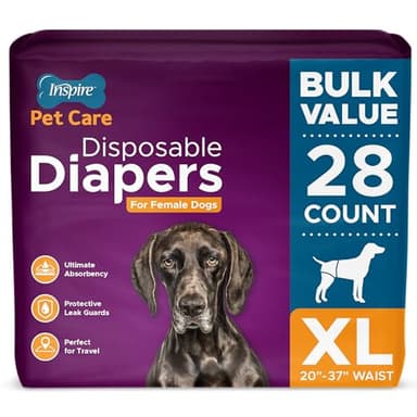 Inspire Pet Care Dog Diapers Female Dogs | Bulk Value Doggie Incontinence, Accidents, for Heat, Pee or Period and Housebreaking (X-Large (28 Count)) - Image 1