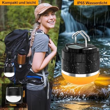 LED Camping Lights Rechargeable - Outdoor Portable Tent Light with 4000mAh Battery, 12 Light Modes, RGB Camping Lantern with Magnet Base, IP65 Waterproof Camping Lights for Tent, Hiking, Power Outages - Image 5