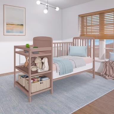 Dream On Me Anna 4 in 1 Full Size Crib and Changing Table Combo in Brown Sugar, Greenguard & JPMA Certified, Converts from Baby Crib to Toddler Bed and Day Bed - Image 12