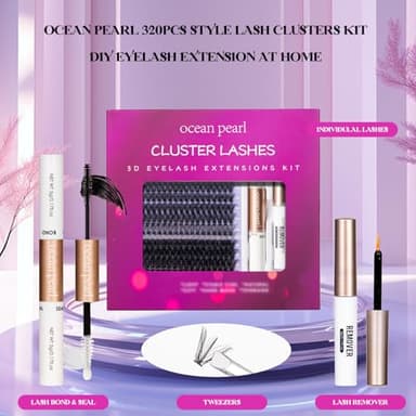 Ocean Pearl Lash Clusters 320pcs 11-20mm Lash Clusters Kit 40D+50D+100D Eyelashes, Lash Extension Kit, Lashes Clusters Eyelash Extensions Kit,Eyelash Clusters with Lash Bond&Seal&Lash Remover&Tweezers - Image 9