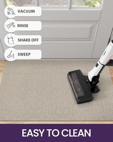 DEXI Door Mat Inside Entrance 24x36, Ultra Non Slip Rubber Backed Dirt Trapper, Low Profile Thin Welcome Doormat, Absorbent Easy Clean Entry Mats for Entryway, Patio, Beige - Image 6