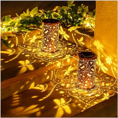 Dragonfly Solar Lanterns Outdoor Waterproof Hanging Solar Lights Dragonfly Gifts for Women Men Metal Decorative LED Dragonfly Lanterns for Garden Decor,Yard,Patio,Lawn,Tabletop,Pathway,Landscape - Image 3