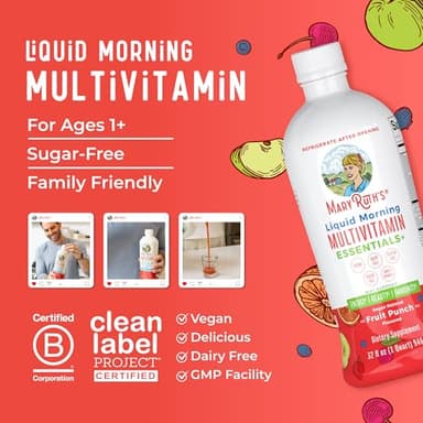 MaryRuth Organics Liquid Morning Multivitamin Essentials+ | Vitamin A C D E B6 B12 Biotin Zinc, Mens Womens Multivitamin, Immune Support, Beauty | Sugar Free | Vitamins for Ages 1+ | Vegan | 32 Fl Oz - Image 8