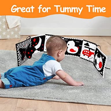 Thremhoo Black and White High Contrast Baby Toys 0-6 Months Soft Book for Brain Development, Tummy Time, Sensory, Montessori Learning Activities - Image 2
