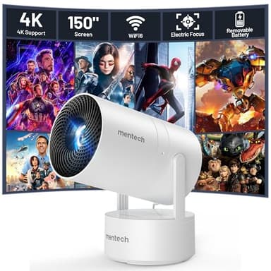 Mini Projector with WiFi & Bluetooth, Auto Keystone & Electric Focus, 270° Rotation Rechargeable Portable Outdoor Projector, Native 1080P 4K Supported for Home Theater & Camping - Image 1