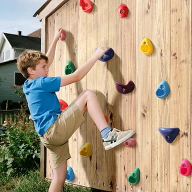 TOPNEW 32 Rock Climbing Holds Multi Size for Kids, Adult Rock Wall Holds Climbing Rock Wall Grips for Indoor and Outdoor Playground Play Set - Includes 2 Inch Mounting Hardware - Image 4