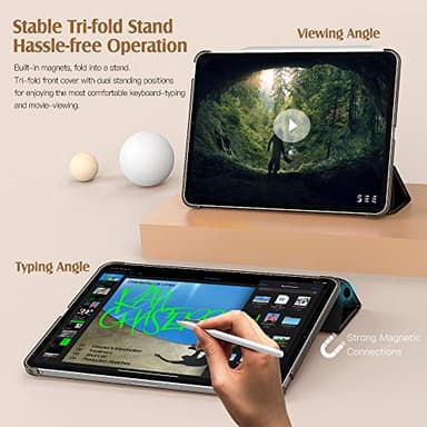 TiMOVO for iPad Air 11 Inch Case (M3/M2-2025/2024), iPad Air 5th Generation 2022/4th Gen 2020 10.9 Inch, Slim Hard Translucent Back Cover, Support Auto Wake/Sleep - Black - Image 6