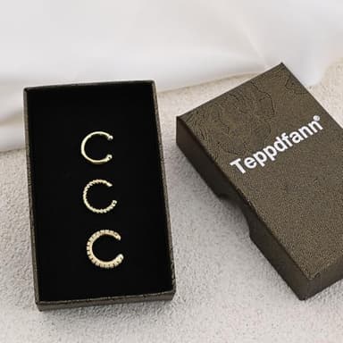 Gold Ear Cuffs Non Piercing Three Cartilage Earrings for Women Hypoallergenic Cuff Earrings with Cubic Zirconia for Gift - Image 8