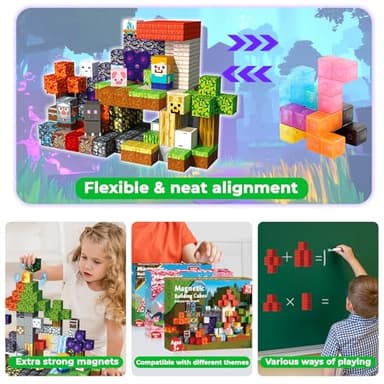 150 PCS Magnetic Blocks - Magnetic Building Block for Kids Ages 4-8 8-12, Magnet Blocks Cubes Tiles Constructions Toy for Girl Boy, STEM Montessori Stacking Toy, Sensory Play Halloweens Birthday Gifts - Image 5