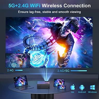 FUDONI Projector with 5G WiFi and Bluetooth, 1080P Outdoor Projector with HDMI and USB, Max 300" Display Zoom Function for Movies & Gaming, Compatible with TV Stick/Phone/Laptop - Image 2