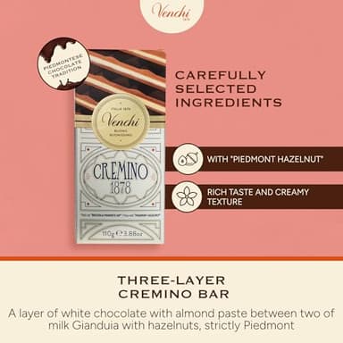 Venchi - Cremino 1878 Chocolate Bar with Almond Gianduja and Hazelnuts, 3.88oz - Gluten Free - Image 4