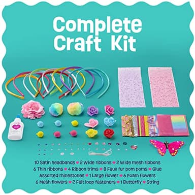 Pretty Me Headband Making Kit for Girls - Arts & Crafts Gift - Make Your Own Fashion Headbands for Kids - DIY Hair Accessories Set - Gift for Ages 5-12 Year Old Girl - Little Kids Art & Craft Gifts - Image 2