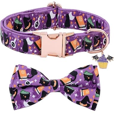 Faygarsle Stylish Bow Tie Collar for Small to Large Dogs - Cotton with Metal Buckle - Purple - Male or Female - Halloween & Fall - Image 1