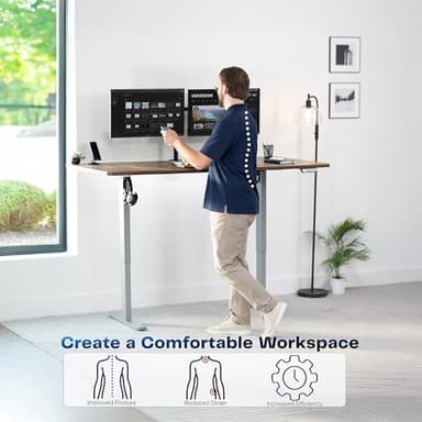 VIVO Electric 71 x 30 in Rustic Standing Desk, Memory Height Adjustment, 1B Series, Vintage Brown Top Gray Frame, DESK-KIT-1G7N - Image 4