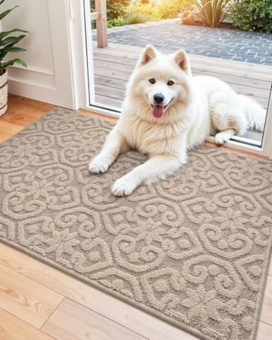 DEXI Front Door Entryway Mat Non Slip, 3x5 ft Large Washable Inside Entrance for House Floor Low Profile, Thin Entry Doormat Absorbent Dirt Trapper, Light Taupe - Image 7