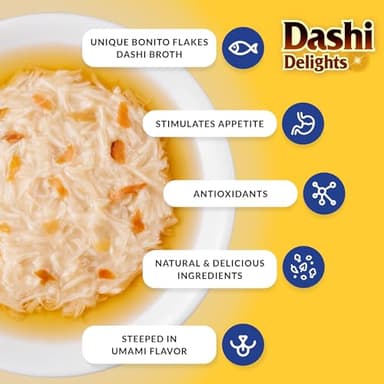 INABA Dashi Delights for Cats, Shredded Chicken with Bonito Flake Broth, 2.5 Ounce Cup, 12 Cups Total, Seafood Variety - Image 5
