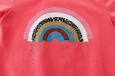 Bumeex Toddler Girl's Sweatshirt Clothes Outfit,Rainbow Crewneck Christmas Clothing Pink 4t - Image 4