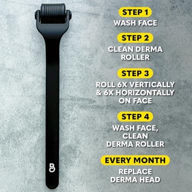 The Beard Club Premium Derma Roller for Face, Body and Scalp - Microneedling Roller for Men and Women with 540 Titanium Microneedles - for Hair & Beard - Weighted Metal Handle - Magnetic Storage Case - Image 9