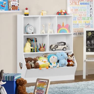 Lerliuo Kids Toy Storage Organizer, 3 Tier Children Small Bookcase and Bookshelf, Toddler 7 Cubby Toy Storage Cabinet, Toy Shelf for Playroom, Bedroom, Living Room, Nursery, School 29.53'' H (White) - Image 5
