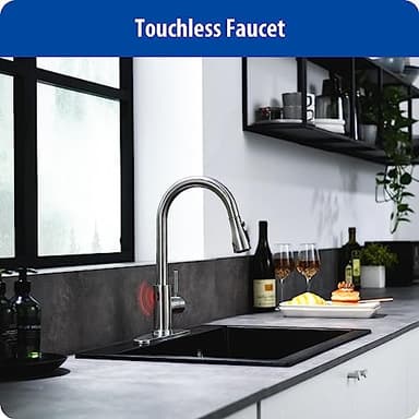 WEWE Touchless Kitchen Faucet with Pull Down Sprayer - Single Handle Kitchen Faucets Smart Motion Sensor Stainless Steel Brushed Nickel Sink Faucet - Image 2