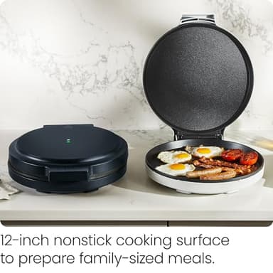 Chefman Everything Maker & Pizza Oven – 1440W Countertop Electric Pizza Maker with 12” Nonstick Cooking Plates, Plus Makes Quesadillas, Omelettes and More, with Indicator Lights and Vertical Storage - Image 2