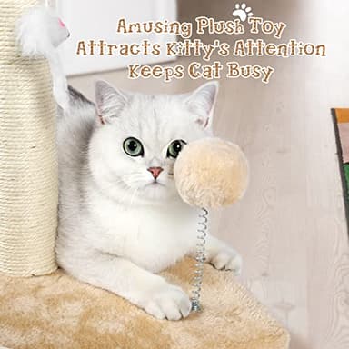 ANWA 32" Tall Cat Scratching Posts for Indoor Cats, 3-in-1 Vertical Cat Scratching Post with Plush Toys, Premium Sisal Post for Cats at All Ages with Reinforced Stable Base, Beige - Image 3