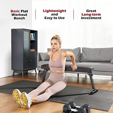 FLYBIRD Folding Flat Bench, Sturdy Lightweight and Space-saving Bench Press Flat Weight Bench, Easy to Assemble - Image 2