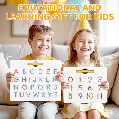 GAMENOTE Double Sided Magnetic Letter & Number Board Set - Alphabet & Numbers Tracing Board for Toddlers, ABC Uppercase & Lowercase Practicing, Math Learning, Educational Toys for Kids - Image 7