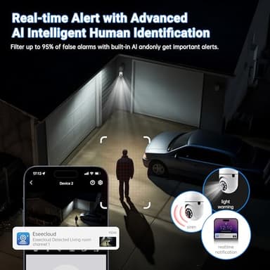 Light Bulb Security Camera 2 Packs, 5G&2.4GHz 2K Security Cameras Wireless Outdoor 360° PTZ Cameras for Home Security with Color Night Vision, 2 Way Talk, AI Human Detection, Screw in Light Socket - Image 5