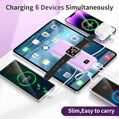 ANOUV Portable Charger with Built-in-Cable&AC Wall Plug& Magnetic Wireless iWatch Charger,10000mAh Power Bank,PD 22.5W Fast Charging Battery Pack Compatible with iPhones and Apple Watch etc.(1 Pack) - Image 6