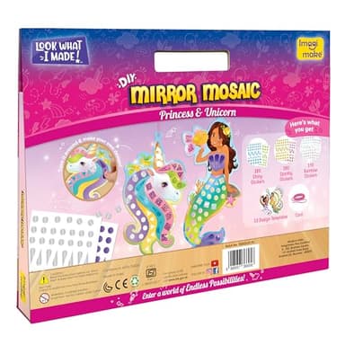 Imagimake Mirror Mosaic Princess & Unicorn Kids Art Set | DIY Craft Kit | Foil Stickers for Kids | Birthday Gift for Girls and Boys Ages 3,4,5,6,7,8 | 3 Year Old Girl Gifts - Image 8