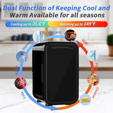 YASHE Mini Fridge, 6 Liter/8 Can 110V AC/DC Portable Thermoelectric Cooler Refrigerators for Bedroom, Skincare, Beverage, Office, Dorm Room and Car, Black - Image 3