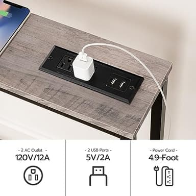 HOOBRO 70.9" Narrow Console Table with Charging Station, 5.9" Sofa Table with 2 Power Outlets and USB Ports, Long Entryway Tables Behind Couch Table, for Hallway, Living Room, Greige BG185UXG01 - Image 5